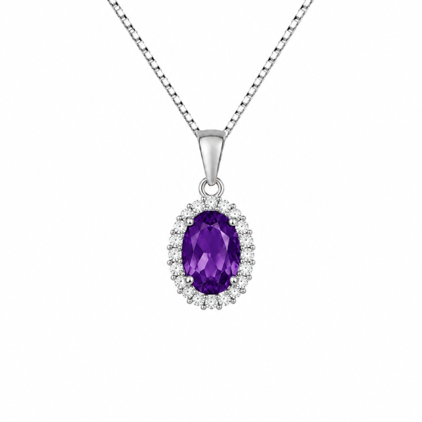 Mini Amethyst Halo Pendant